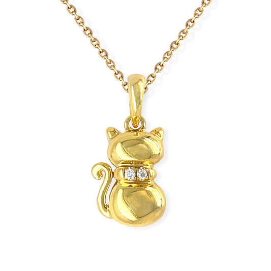 Cat Shape Gold & Diamond Pendant (Without Chain Only Pendant) - Baby FitaihiCat Shape Gold & Diamond Pendant (Without Chain Only Pendant)