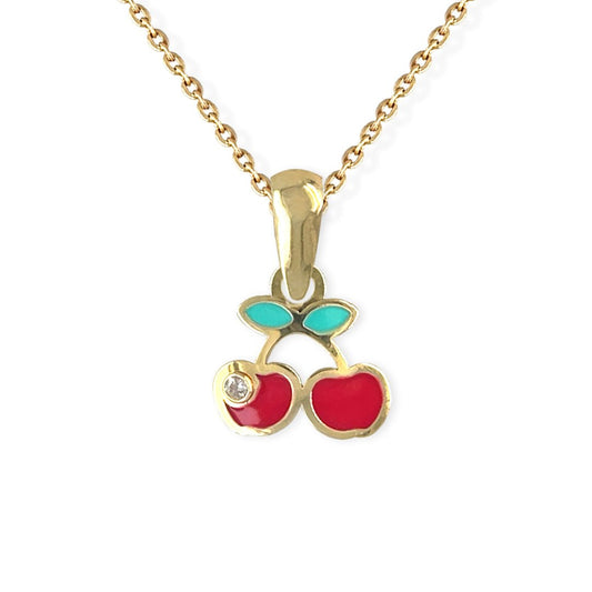Cherry Gold & Diamond Necklace - Baby FitaihiCherry Gold & Diamond Necklace