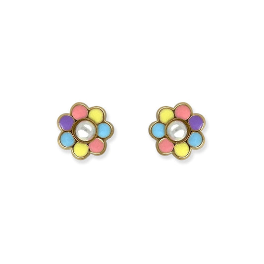 Colorful Flower Shape Gold Earrings - Baby FitaihiColorful Flower Shape Gold Earrings