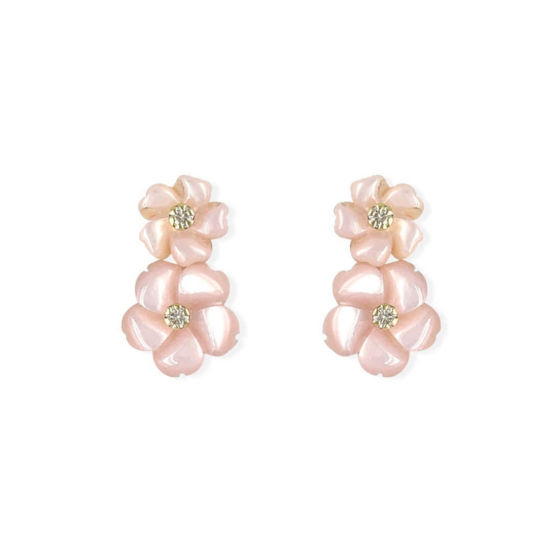 Coral Pink Double Floral Earrings - Baby FitaihiCoral Pink Double Floral Earrings