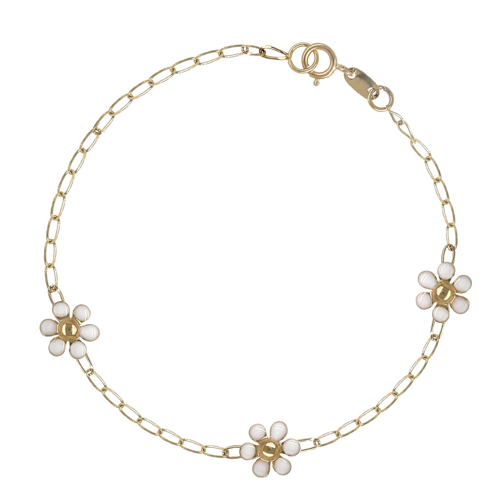 Daisy White Enamel Flower Bracelet - Baby FitaihiDaisy White Enamel Flower Bracelet