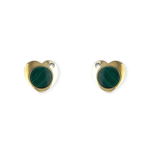 Diamond and Malachite Earrings - Baby FitaihiDiamond and Malachite Earrings