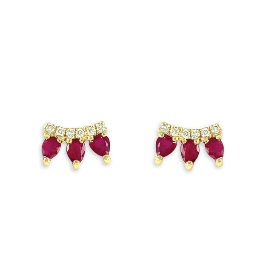 Diamond And Ruby Earrings - Baby FitaihiDiamond And Ruby Earrings