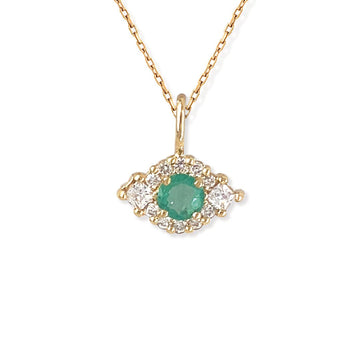 Diamond & Emerald Eye Necklace - Baby FitaihiDiamond & Emerald Eye Necklace