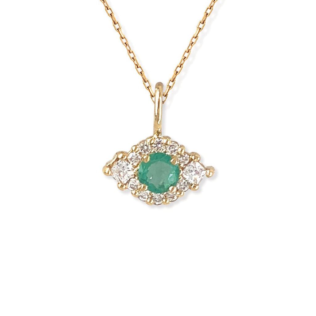 Diamond & Emerald Eye Necklace - Baby FitaihiDiamond & Emerald Eye Necklace