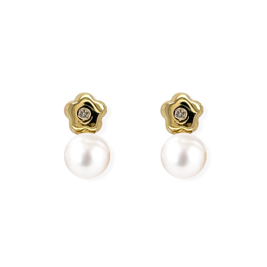 Diamond Pearl Earrings - Baby FitaihiDiamond Pearl Earrings