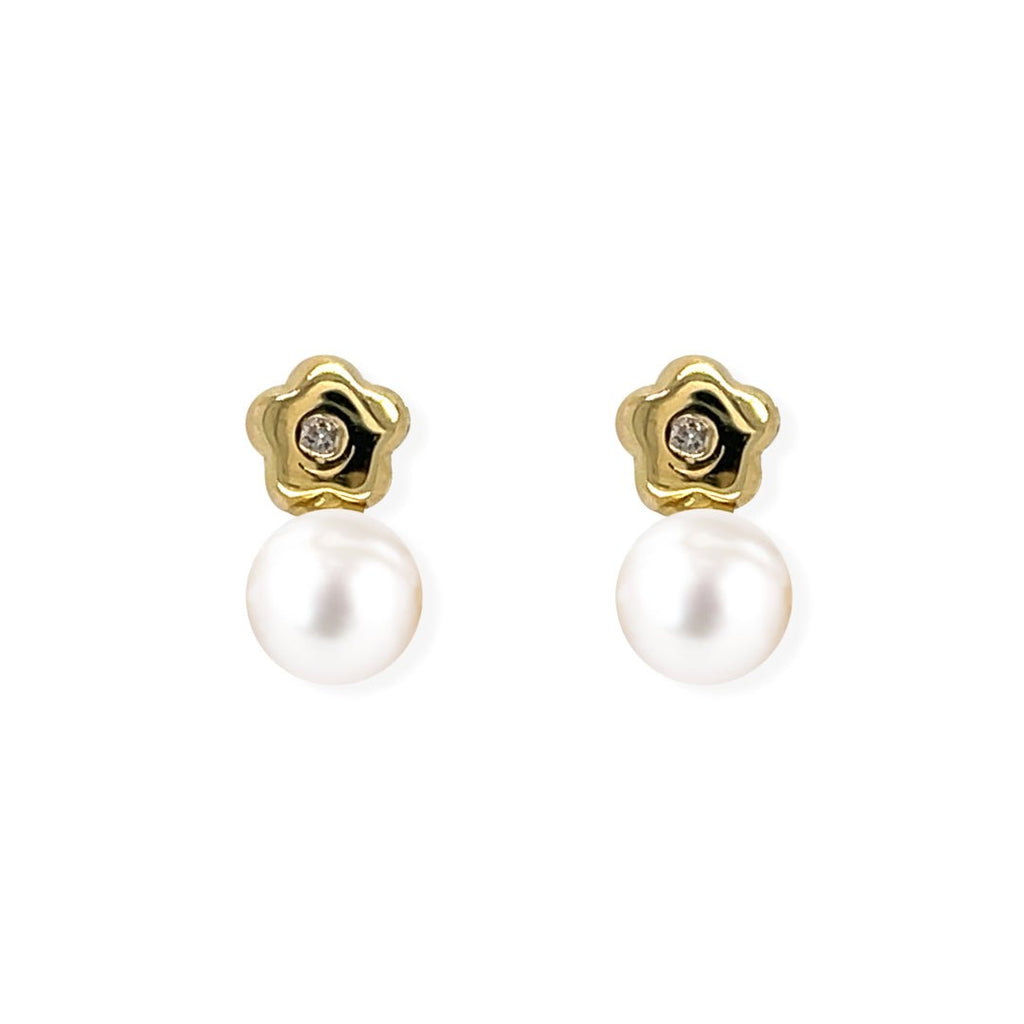 Diamond Pearl Earrings - Baby FitaihiDiamond Pearl Earrings