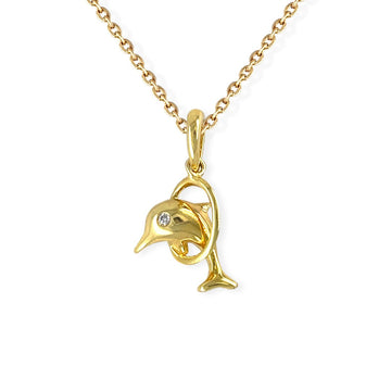 Dolphin shape Gold & Diamond Necklace (Without Chain Only Pendant) - Baby FitaihiDolphin shape Gold & Diamond Necklace (Without Chain Only Pendant)