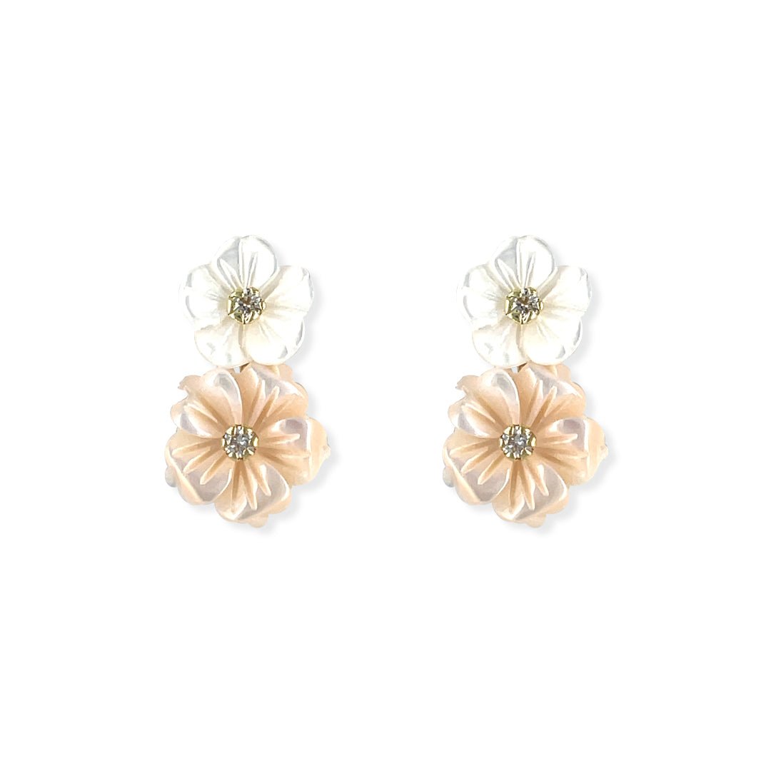 Double Floral Diamond Earrings - Baby FitaihiDouble Floral Diamond Earrings