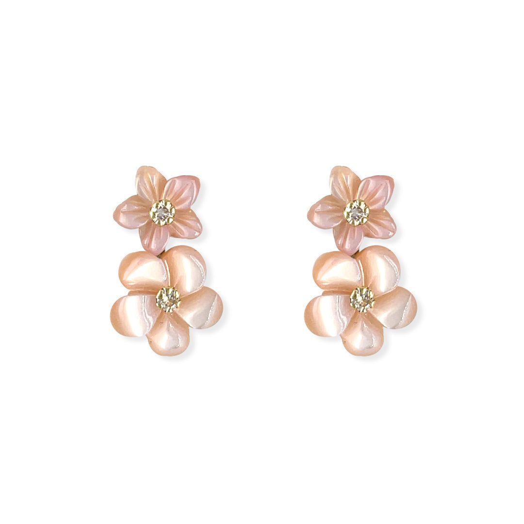 Double Floral Earrings (Coral Pink) - Baby FitaihiDouble Floral Earrings (Coral Pink)