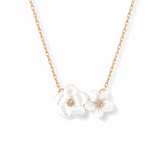 Double Floral Gold & Diamond Necklace - Baby FitaihiDouble Floral Gold & Diamond Necklace