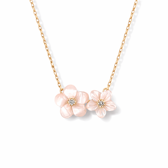 Double Floral Gold & Diamond Necklace - Baby FitaihiDouble Floral Gold & Diamond Necklace