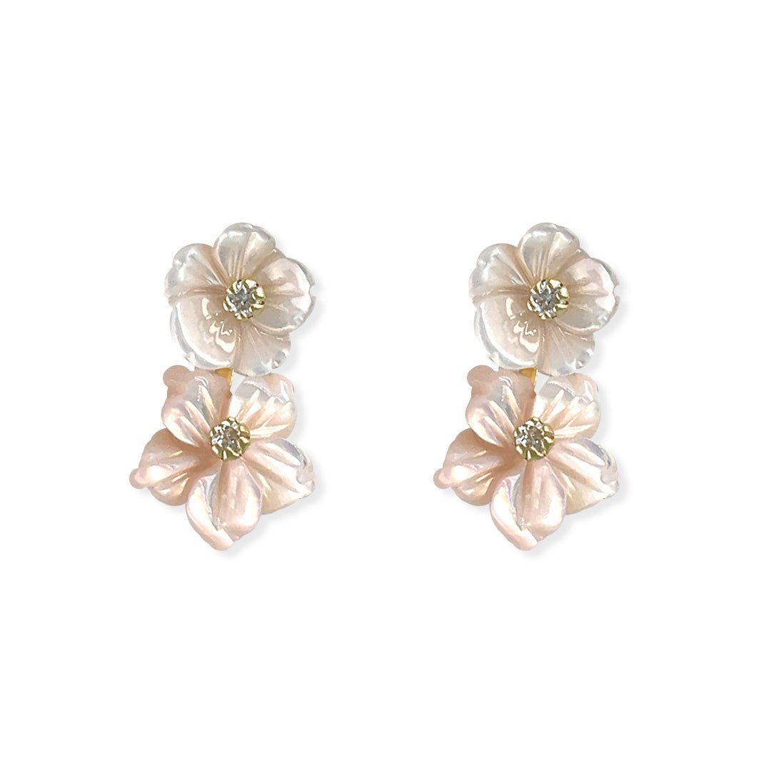Double Flower Diamond Earrings - Baby FitaihiDouble Flower Diamond Earrings