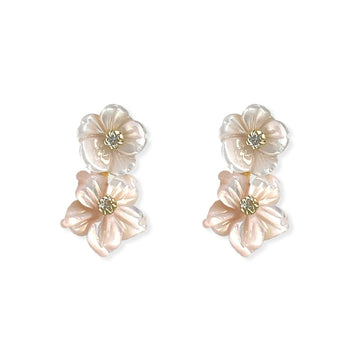 Double Flower Diamond Earrings - Baby FitaihiDouble Flower Diamond Earrings