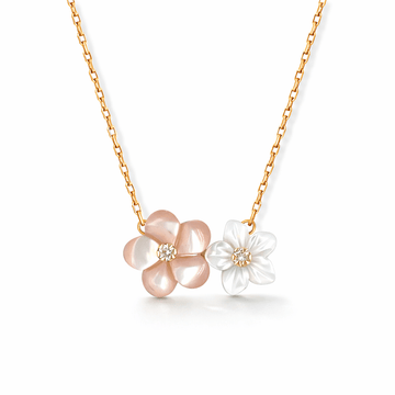Double Flower Gold & Diamond Necklace - Baby FitaihiDouble Flower Gold & Diamond Necklace