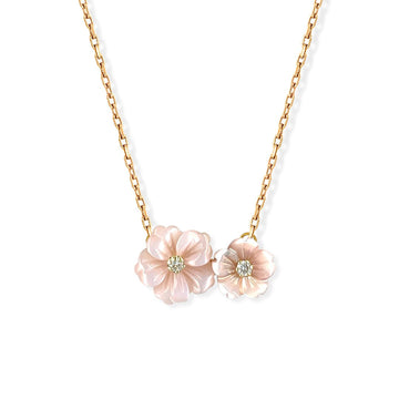 Double Flower Gold & Diamond Necklace - Baby FitaihiDouble Flower Gold & Diamond Necklace