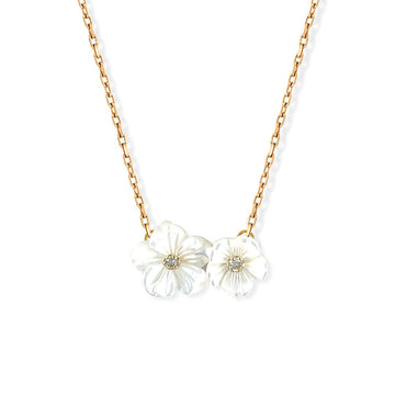 Double Flower Gold & Diamond Necklace - Baby FitaihiDouble Flower Gold & Diamond Necklace