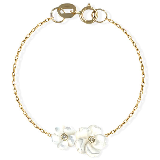 Floral Gold & Diamond Bracelet - Baby FitaihiFloral Gold & Diamond Bracelet