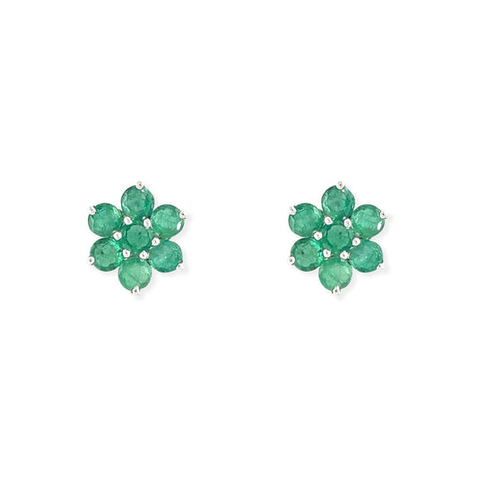 Flower shape Emerald Diamond Earring - Baby FitaihiFlower shape Emerald Diamond Earring