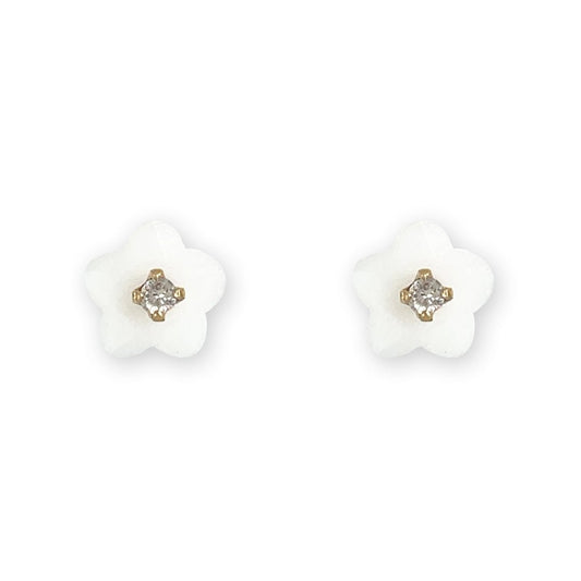 Flower shape Gold an Diamond Earrings - Baby FitaihiFlower shape Gold an Diamond Earrings