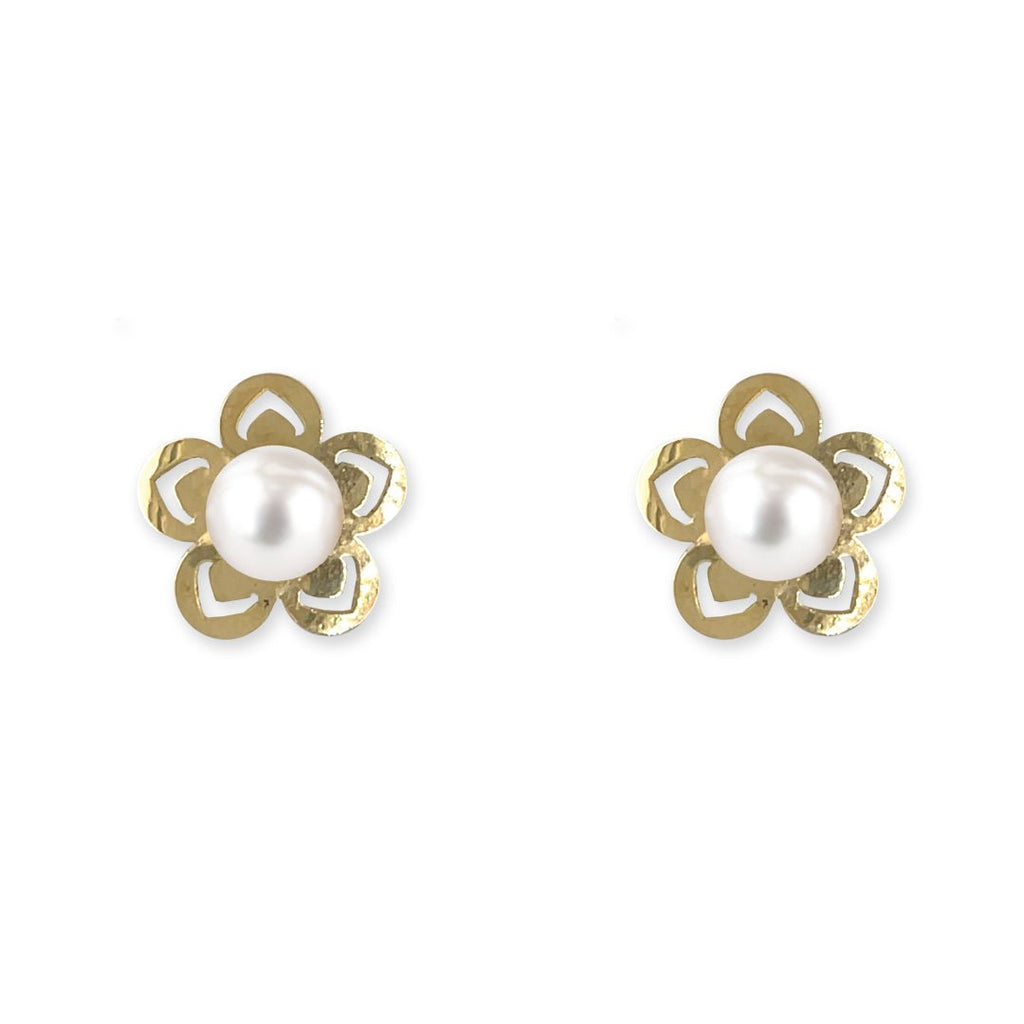 Flower shape Gold an Pearl Earring - Baby FitaihiFlower shape Gold an Pearl Earring