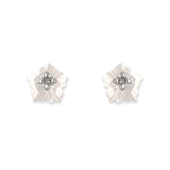 Flower shape Gold and Diamond Earring - Baby FitaihiFlower shape Gold and Diamond Earring