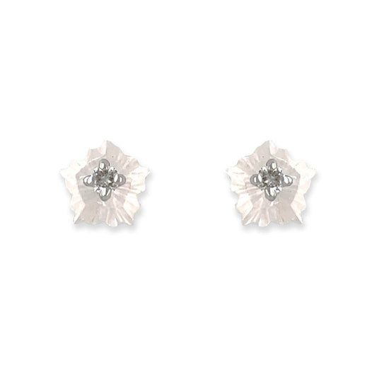 Flower shape Gold and Diamond Earring - Baby FitaihiFlower shape Gold and Diamond Earring