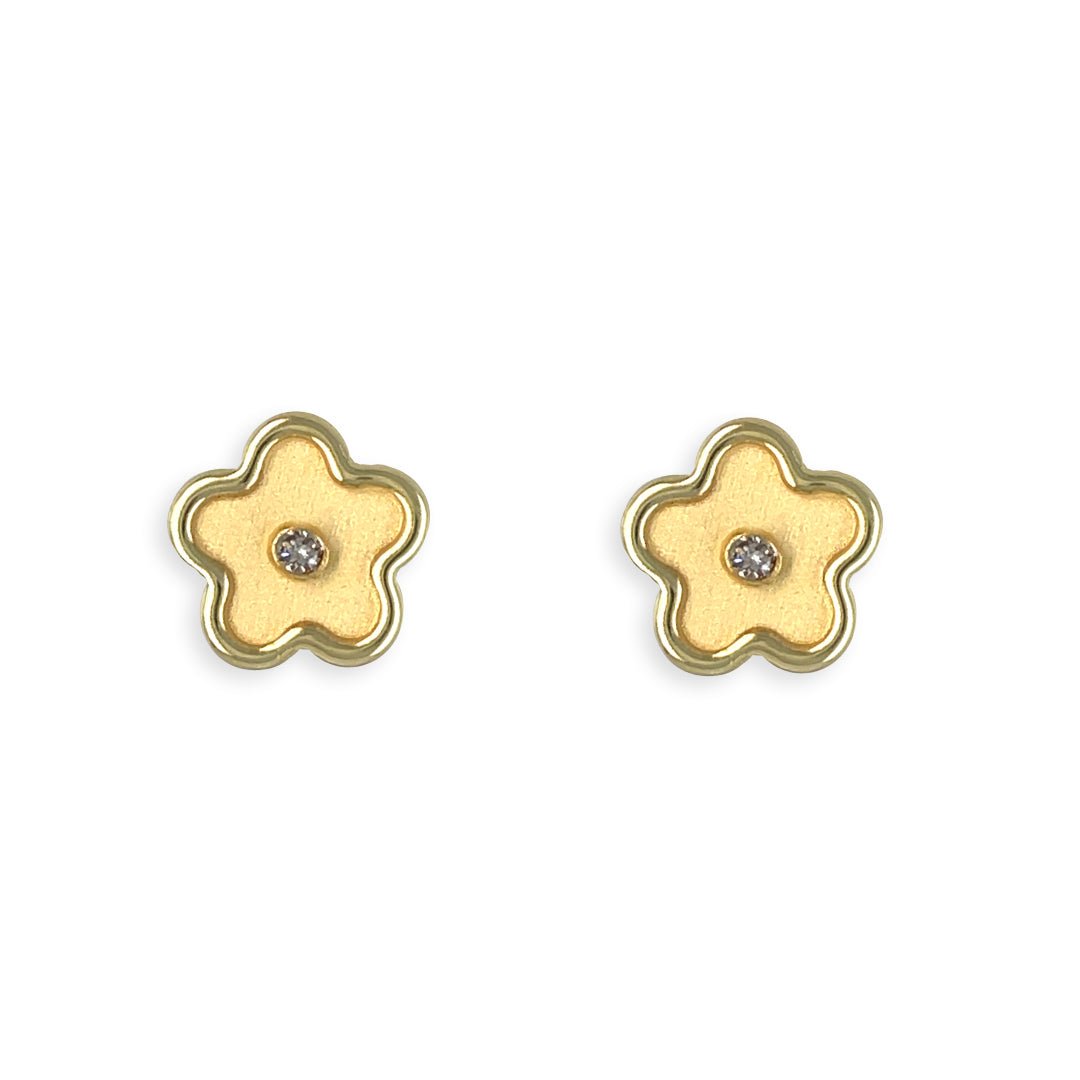 Flower shape Gold and Diamond Earring - Baby FitaihiFlower shape Gold and Diamond Earring