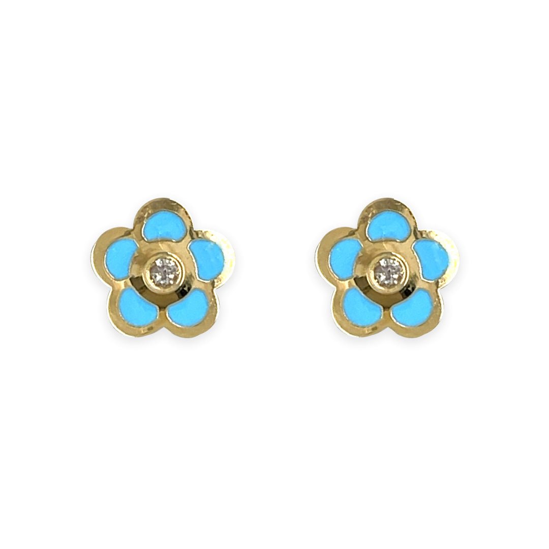 Flower Shape Gold and Diamond Earring - Baby FitaihiFlower Shape Gold and Diamond Earring