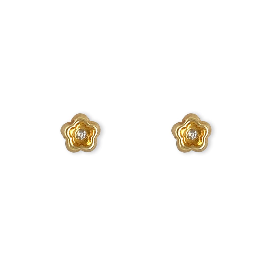 Flower shape Gold and Diamond Earring - Baby FitaihiFlower shape Gold and Diamond Earring