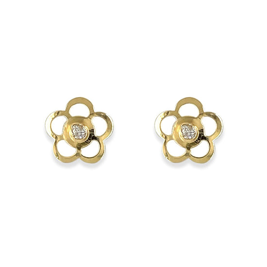 Flower Shape Gold and Diamond Earring - Baby FitaihiFlower Shape Gold and Diamond Earring