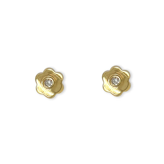 Flower shape Gold and Diamond Earring - Baby FitaihiFlower shape Gold and Diamond Earring