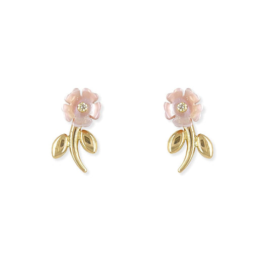 Flower shape Gold and Diamond Earrings - Baby FitaihiFlower shape Gold and Diamond Earrings