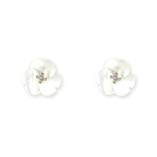 Flower shape Gold and Diamond Earrings - Baby FitaihiFlower shape Gold and Diamond Earrings