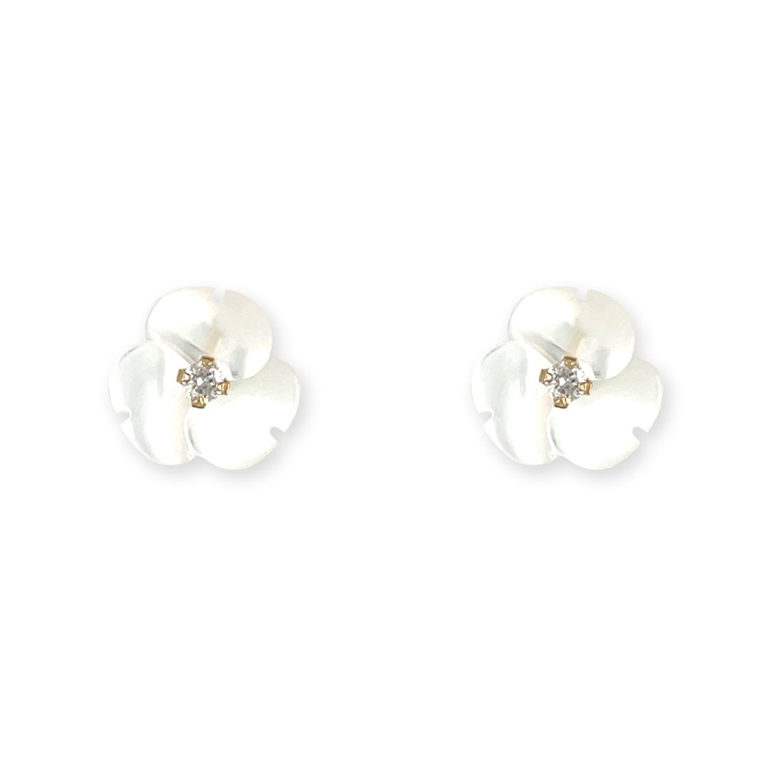 Flower shape Gold and Diamond Earrings - Baby FitaihiFlower shape Gold and Diamond Earrings