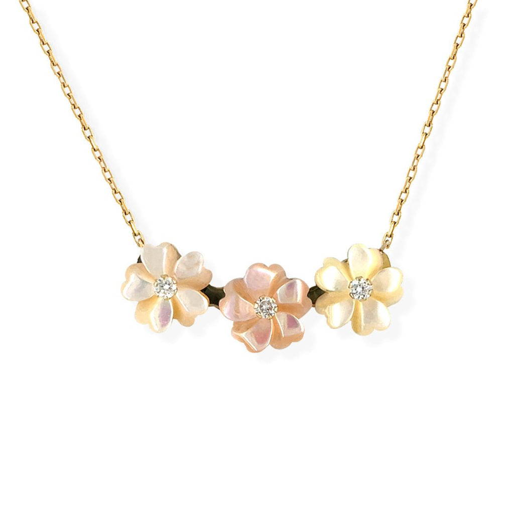 Flower Shape Gold and Diamond Necklace - Baby FitaihiFlower Shape Gold and Diamond Necklace