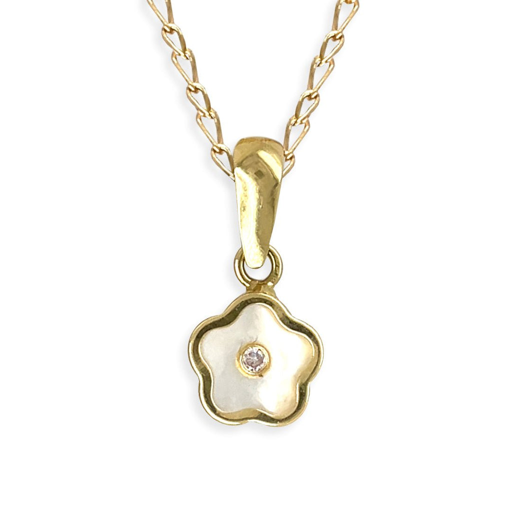 Flower Shape Gold and Diamond Necklace - Baby FitaihiFlower Shape Gold and Diamond Necklace