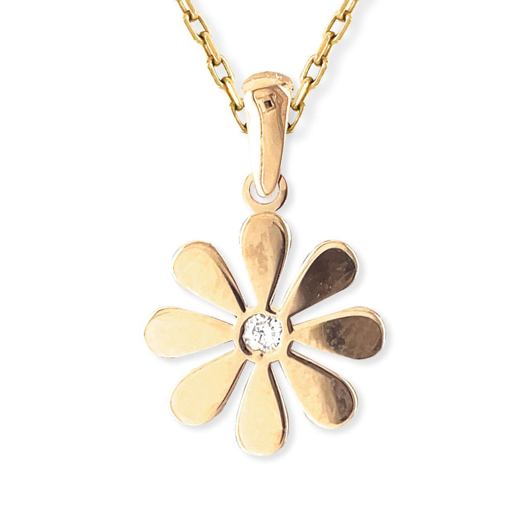 Flower shape Gold and Diamond Necklace - Baby FitaihiFlower shape Gold and Diamond Necklace