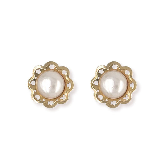 Flower shape Gold and Pearl Earring - Baby FitaihiFlower shape Gold and Pearl Earring