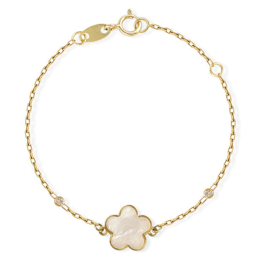 Flower Shape Gold & Diamond Bracelet - Baby FitaihiFlower Shape Gold & Diamond Bracelet