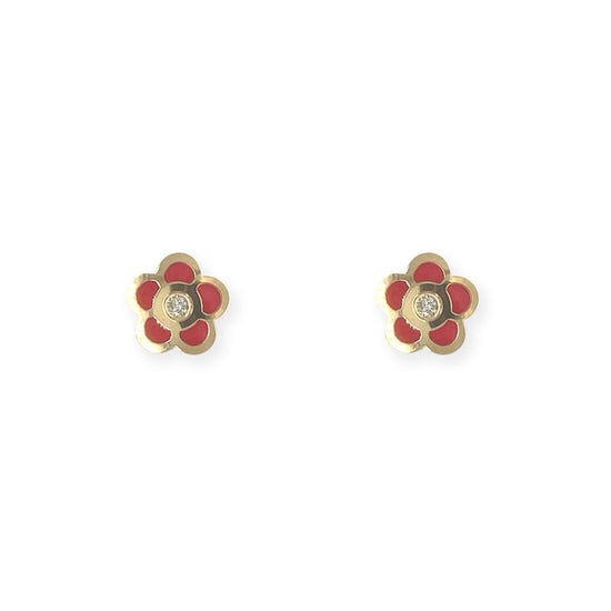 Flower Shape Gold & Diamond Earrings - Baby FitaihiFlower Shape Gold & Diamond Earrings