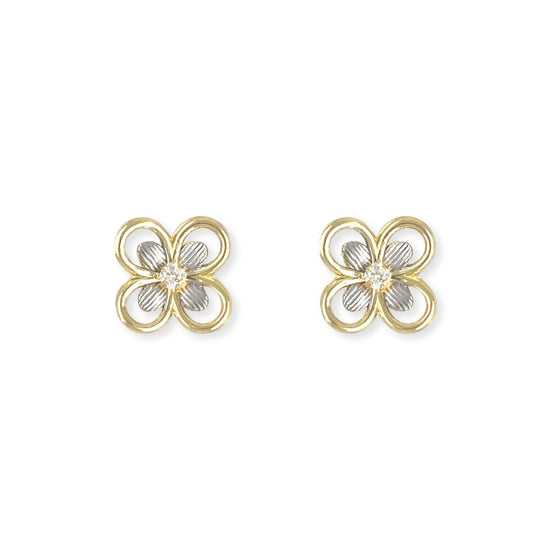 Flower Shape Gold & Diamond Earrings - Baby FitaihiFlower Shape Gold & Diamond Earrings