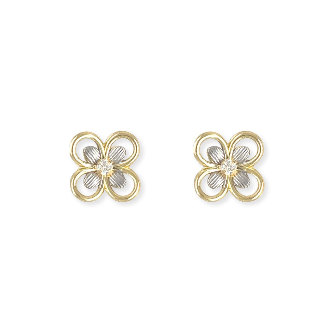 Flower Shape Gold & Diamond Earrings - Baby FitaihiFlower Shape Gold & Diamond Earrings