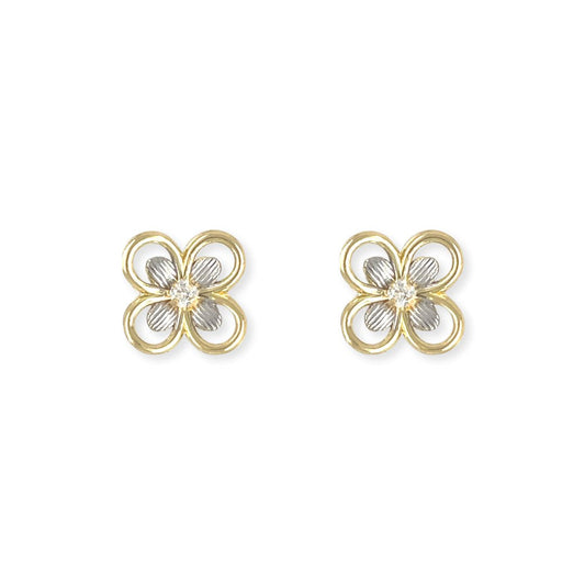 Flower Shape Gold & Diamond Earrings - Baby FitaihiFlower Shape Gold & Diamond Earrings