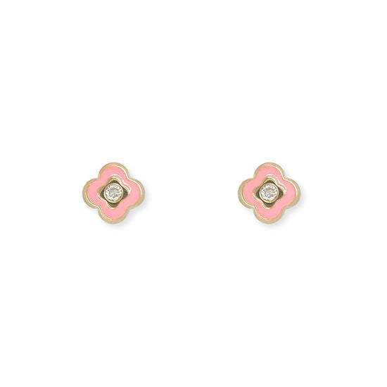 Flower Shape Gold & Diamond Earrings - Baby FitaihiFlower Shape Gold & Diamond Earrings