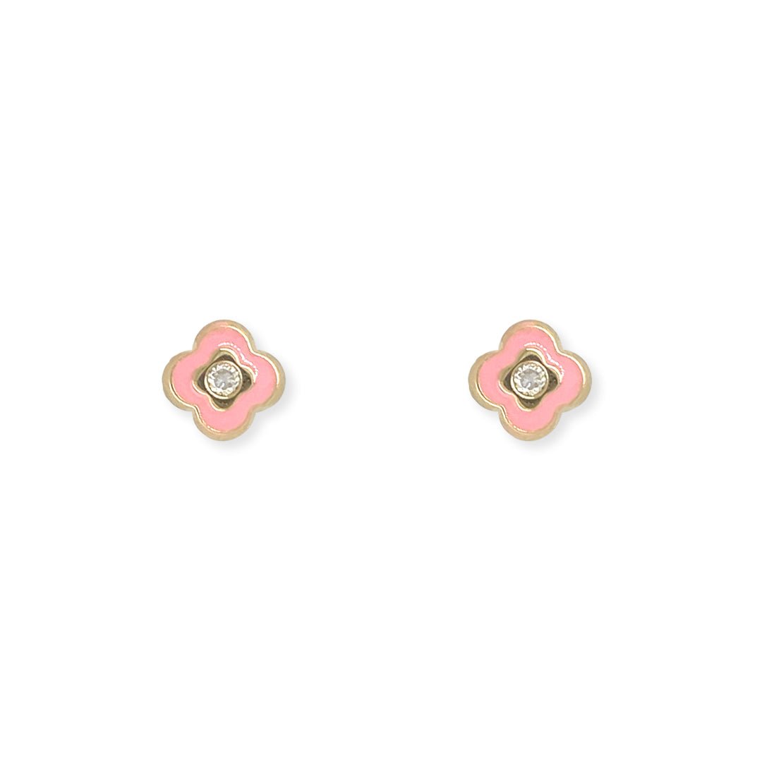 Flower Shape Gold & Diamond Earrings - Baby FitaihiFlower Shape Gold & Diamond Earrings