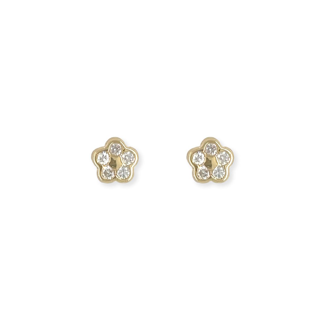 Flower Shape Gold & Diamond Earrings - Baby FitaihiFlower Shape Gold & Diamond Earrings