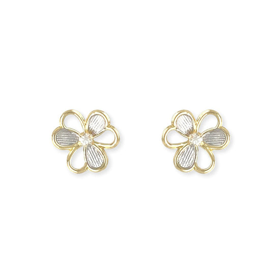 Flower Shape Gold & Diamond Earrings - Baby FitaihiFlower Shape Gold & Diamond Earrings