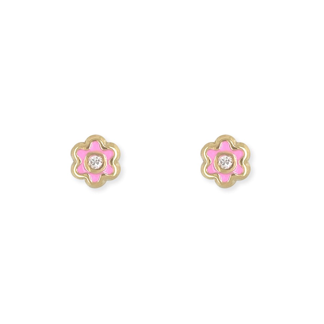 Flower Shape Gold & Diamond Earrings - Baby FitaihiFlower Shape Gold & Diamond Earrings