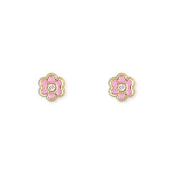 Flower Shape Gold & Diamond Earrings - Baby FitaihiFlower Shape Gold & Diamond Earrings